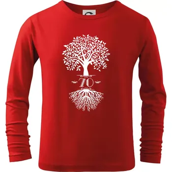 Narozeninový strom 70 - Triko dětské Long Sleeve - 158 cm/12 let ( Červená )