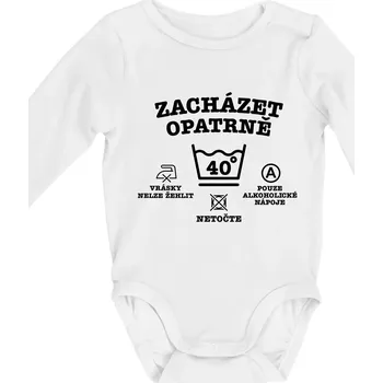 Zacházet opatrně 40 - Body kojenecké s dlouhým rukávem - Dlouhý r. 6-12 měs ( Bílá )