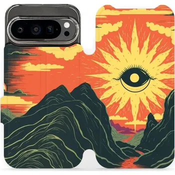 Pouzdro na mobilní telefon Flipové pouzdro Mobiwear - Google Pixel 9 Pro - VP55S Sluneční oko (Knížkové flip pouzdro, obal, kryt na mobil Google Pixel 9 Pro - VP55S Sluneční oko, materiál Umělá kůže + TPU - ochrana 360°, stojánek, silikonová vanička, magnetické zavírání)