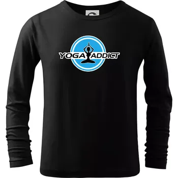 Chlapecké tričko Yoga addict - Triko dětské Long Sleeve - 104-110cm / 3-4 roky ( Černá )