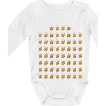 Kojenecký body Narozeniny - 60x pivo - Body kojenecké s dlouhým rukávem - Dlouhý r. do 3 měs ( Bílá )