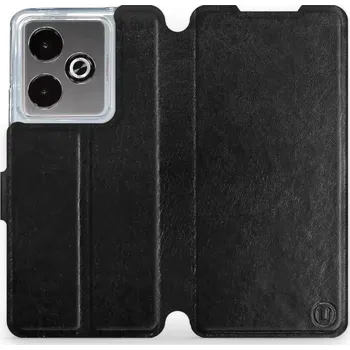 Pouzdro na mobilní telefon Flipové pouzdro Mobiwear - Realme GT 7T - Černé a šedé (Knížkové flip pouzdro, obal, kryt na mobil Realme GT 7T - Černé a šedé, materiál Umělá kůže + TPU - ochrana 360°, stojánek, silikonová vanička, magnetické zavírání)