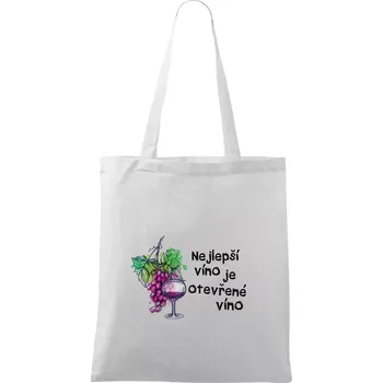 Nákupní taška Nejlepší víno je otevřené víno - Taška bavlněná - 42 x 38 cm ( Bílá )
