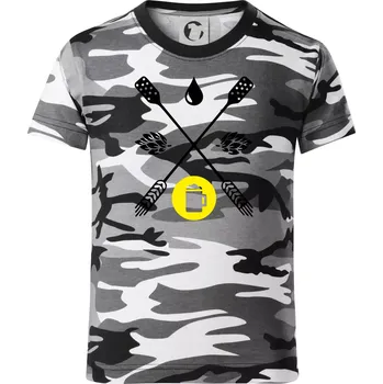 Chlapecké oblečení Pivo ingredience - Dětské maskáčové triko - 104-110cm / 3-4 roky ( Šedý maskáč )