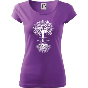Dámské tričko Narozeninový strom 90 - Dámské triko Pure - XS ( Fialová )