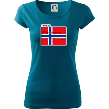 Dámské tričko Norsko vlajka další státy - Dámské triko Pure - 2XL ( Petrolejová )