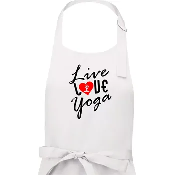 Kuchyňská zástěra Live Love Yoga - Dámská zástěra na vaření - Univerzální velikost ( Bílá )