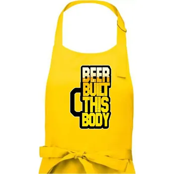 Kuchyňská zástěra Beer built this body - Dámská zástěra na vaření - Univerzální velikost ( Žlutá )