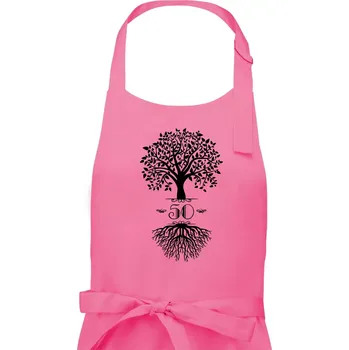 Kuchyňská zástěra Narozeninový strom 50 - Pánská zástěra na vaření - Univerzální velikost ( Růžová )