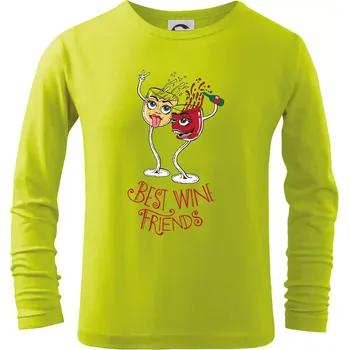 Dětská móda Best wine friends dancing (Pecka design) - Triko dětské Long Sleeve - 104-110cm / 3-4 roky ( Limetková )