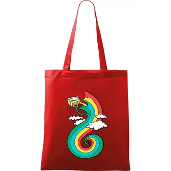 Nákupní taška Piju jako duha (Pecka design) - Taška bavlněná - 42 x 38 cm ( Červená )