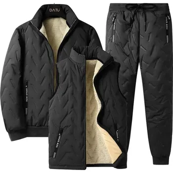 Pánská zimní souprava s fleecem – bunda, vesta a kalhoty Velikost: 7XL, Barva (Varianta): Pants can be replaced with straight (do not order)