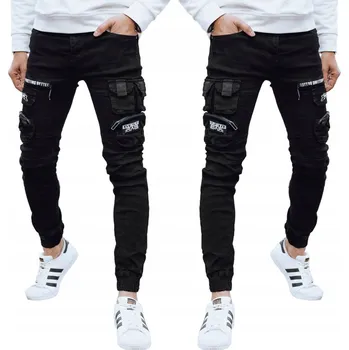 Pánské kalhoty PÁNSKÉ JEANS KALHOTY KAPSÁČE JOGGERY MODRÉ ux4326 - 34