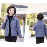 Zimní péřová bunda s péřovým límcem a lesklým povrchem Barva: Fialová, Velikost: M