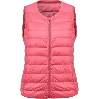 Dámská vesta ultralehká péřová vesta se zipem, zimní styl Velikost: 7XL, Barva (Varianta): Růžová