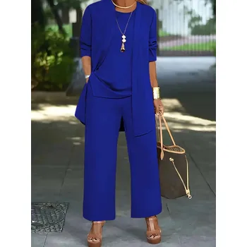 Třídílný komplet - elegantní volnočasová souprava Barva: Modrá, Velikost: 3XL