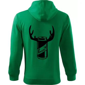 Pánská mikina Pivo plechovka - Mikina s kapucí na zip trendy zipper - S ( Středně zelená )