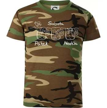 Chlapecké tričko Pátek sobota neděle pivo - Dětské maskáčové triko - 104-110cm / 3-4 roky ( Hnědý maskáč )