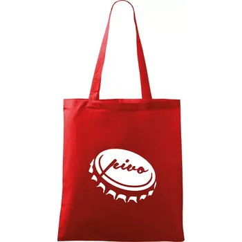 Nákupní taška Pivo zátka - Taška bavlněná - 42 x 38 cm ( Červená )