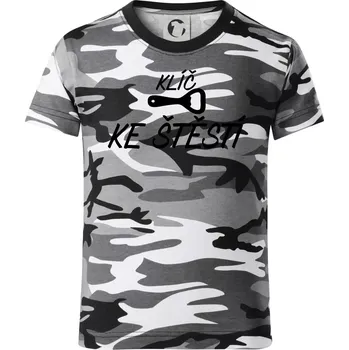 Chlapecké tričko Klíč ke štěstí otvírák - Dětské maskáčové triko - 122 cm/6 let ( Šedý maskáč )