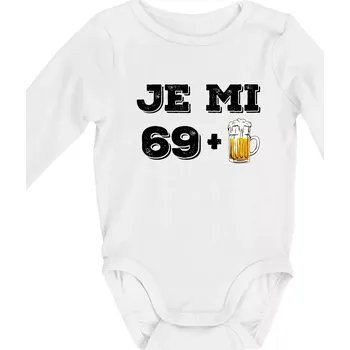 Kojenecké oblečení Je mi 70 pivo - Body kojenecké s dlouhým rukávem - Dlouhý r. 6-12 měs ( Bílá )