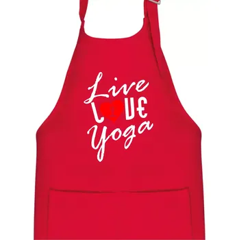 Kuchyňská zástěra Live Love Yoga - Dětská zástěra na vaření - Univerzální velikost ( Červená )