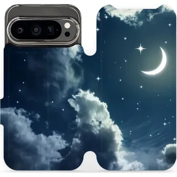 Pouzdro na mobilní telefon Flipové pouzdro Mobiwear - Google Pixel 9 Pro - V145P Noční obloha s měsícem (Knížkové flip pouzdro, obal, kryt na mobil Google Pixel 9 Pro - V145P Noční obloha s měsícem, materiál Umělá kůže + TPU - ochrana 360°, stojánek, silikonová vanička, magnetické)