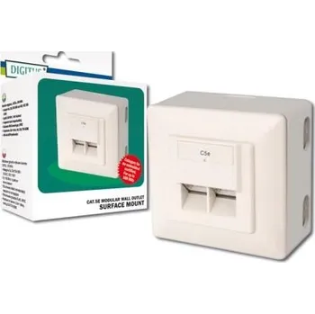 Elektrická zásuvka Digitus modulární dvojzásuvka CAT5E, stíněná, na omítku, bílá, LSA