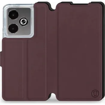 Pouzdro na mobilní telefon Flipové pouzdro Mobiwear Semiš - Realme GT 7T - Bordové & Černé (Knížkové semišové flip pouzdro, obal, kryt na mobil Realme GT 7T - Bordové & Černé, materiál semiš + TPU, ochrana 360°, stojánek, silikonová vanička, magnetické zavírání)