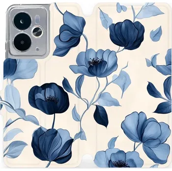 Pouzdro na mobilní telefon Flipové pouzdro Mobiwear - Realme 14 5G - VP73S Modrá krása květů (Knížkové flip pouzdro, obal, kryt na mobil Realme 14 5G - VP73S Modrá krása květů, materiál Umělá kůže + TPU - ochrana 360°, stojánek, silikonová vanička, magnetické zavírání)