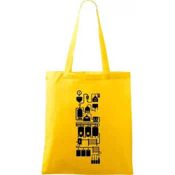 Nákupní taška Příběh piva - Taška bavlněná - 42 x 38 cm ( Žlutá )