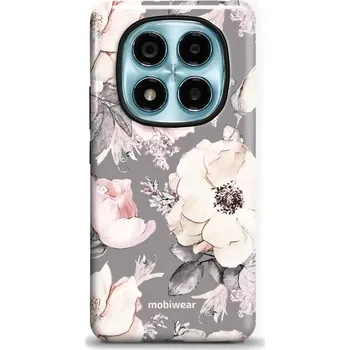 Pouzdro na mobilní telefon Odolný obal Mobiwear Elite Pro - Xiaomi Redmi Note 14 Pro 4G - EX06E Květy na šedém pozadí (Odolné pouzdro, obal kryt Mobiwear Elite Pro - maximální ochrana mobilu Xiaomi Redmi Note 14 Pro 4G, zesílené hrany, přesné výřezy, pohodlné držení, odolná grafika