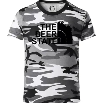 Chlapecké tričko The Beer State - Praha - Dětské maskáčové triko - 134 cm/8 let ( Šedý maskáč )