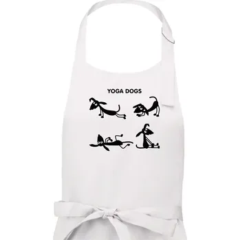 Kuchyňská zástěra Psí yoga (Hana-creative) - Pánská zástěra na vaření - Univerzální velikost ( Bílá )