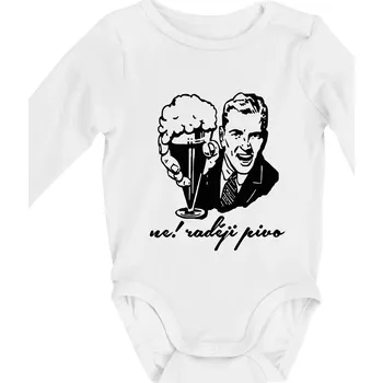 Ne! Raději pivo - Body kojenecké s dlouhým rukávem - Dlouhý r. do 3 měs ( Bílá )