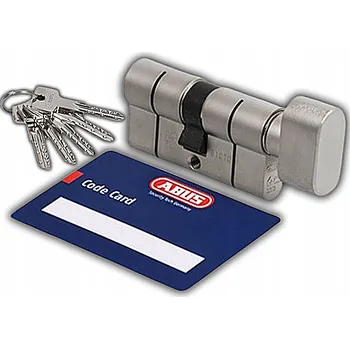 Vložka do dveří CYLINDRICKÁ VLOŽKA DO DVEŘÍ S KNOFLÍKEM ABUS NIKL, 5 KLÍČŮ, SPOJKA 35G/35
