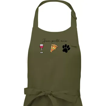 Kuchyňská zástěra Jsem prostá žena - Dámská zástěra na vaření - Univerzální velikost ( Khaki )