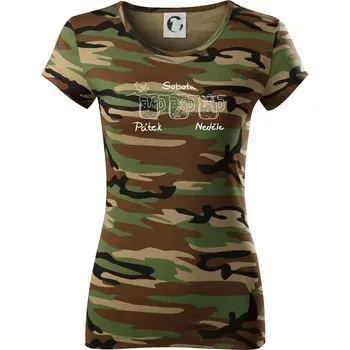 Pátek sobota neděle pivo - Dámské maskáčové triko - 2XL ( Hnědý maskáč )