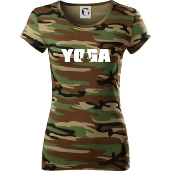 Yoga nápis - Dámské maskáčové triko - L ( Hnědý maskáč )