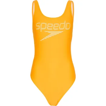 Dámské plavky Dámské jednodílné plavky Speedo Logo Deep U-Back oranžové, velikost 42