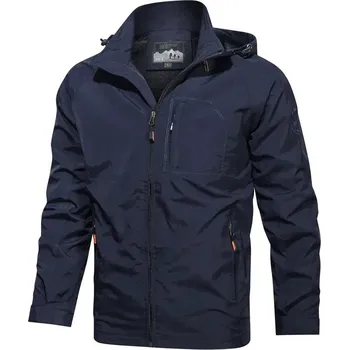 Pánská softshellová bunda Pánská outdoorová bunda s kapucí do větru a deště Barva: Tmavě Modrá, Velikost: L