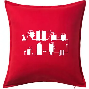 Polštář Pivní cesta od výroby k výčepu - Polštář 50x50 - 50x50 - Pouze potah ( Červená )