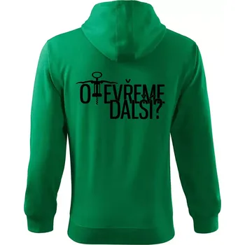 Pánská mikina Otevřeme další? - Mikina s kapucí na zip trendy zipper - M ( Středně zelená )