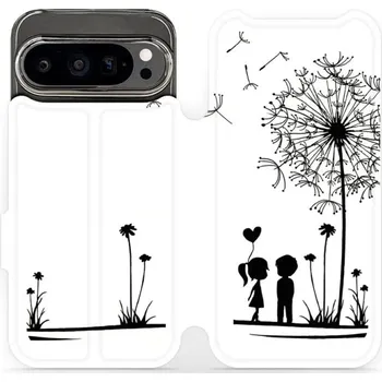 Pouzdro na mobilní telefon Flipové pouzdro Mobiwear - Google Pixel 9 Pro - MH16P Dvojice s pampeliškou (Knížkové flip pouzdro, obal, kryt na mobil Google Pixel 9 Pro - MH16P Dvojice s pampeliškou, materiál Umělá kůže + TPU - ochrana 360°, stojánek, silikonová vanička, magnetické)