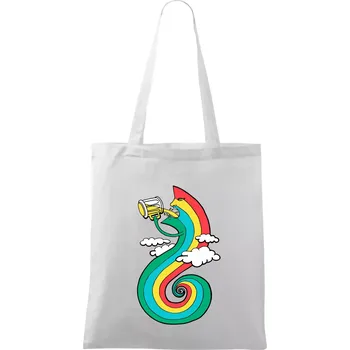 Nákupní taška Piju jako duha (Pecka design) - Taška bavlněná - 42 x 38 cm ( Bílá )