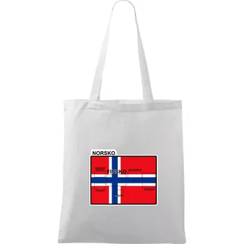 Nákupní taška Norsko vlajka další státy - Taška bavlněná - 42 x 38 cm ( Bílá )