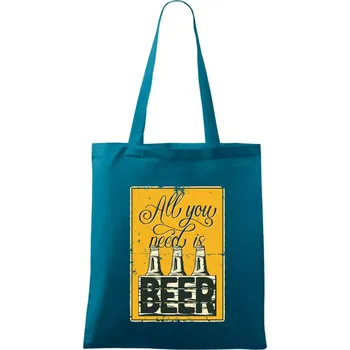 All you need is beer - Taška bavlněná - 42 x 38 cm ( Petrolejová )