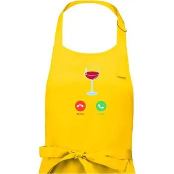 Kuchyňská zástěra Víno volá (Pecka design) - Dámská zástěra na vaření - Univerzální velikost ( Žlutá )