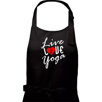 Kuchyňská zástěra Live Love Yoga - Pánská zástěra na vaření - Univerzální velikost ( Černá )