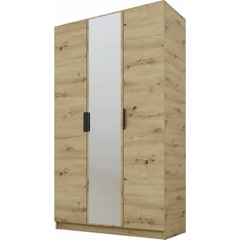 Šatní skříň Skříň CYNTHIA, dubový řemeslník, s panty, třídveřová zrcadlo , 120x52x200